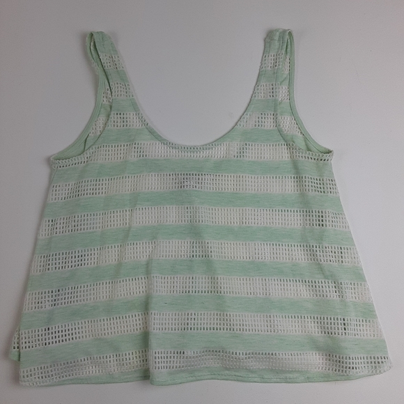 BCBGeneration Stripe Cropped Mesh Tank Top - Picture 2 of 14